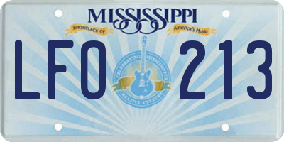 MS license plate LFO213
