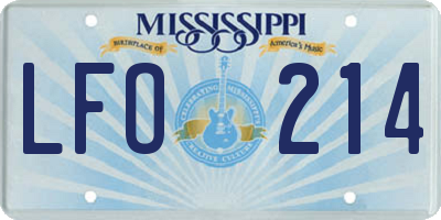 MS license plate LFO214