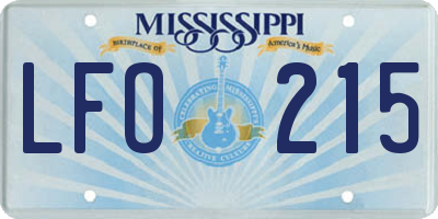 MS license plate LFO215