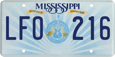 MS license plate LFO216