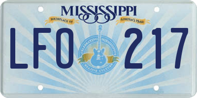 MS license plate LFO217