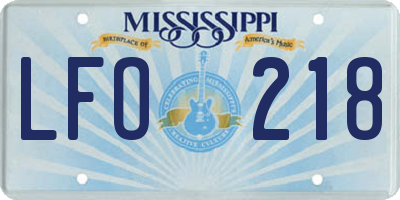 MS license plate LFO218