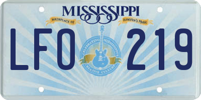 MS license plate LFO219