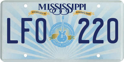 MS license plate LFO220