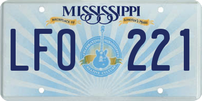 MS license plate LFO221