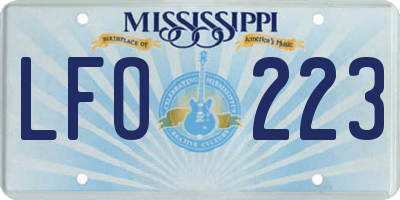 MS license plate LFO223