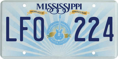 MS license plate LFO224
