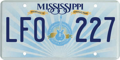 MS license plate LFO227