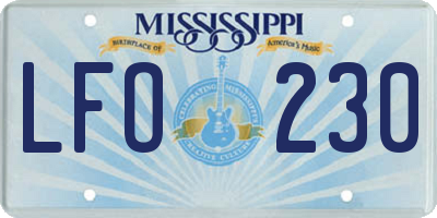 MS license plate LFO230