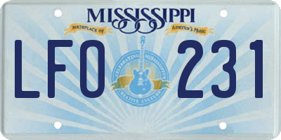 MS license plate LFO231