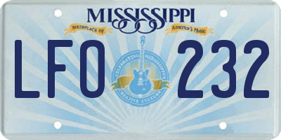 MS license plate LFO232