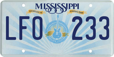 MS license plate LFO233
