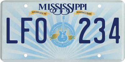 MS license plate LFO234