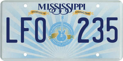 MS license plate LFO235