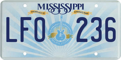 MS license plate LFO236