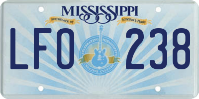 MS license plate LFO238