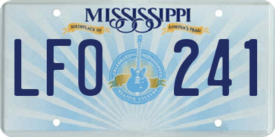 MS license plate LFO241
