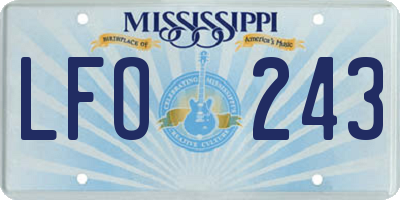 MS license plate LFO243