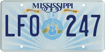 MS license plate LFO247