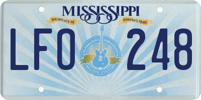MS license plate LFO248