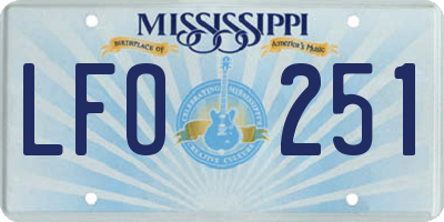 MS license plate LFO251