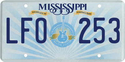 MS license plate LFO253