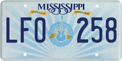 MS license plate LFO258