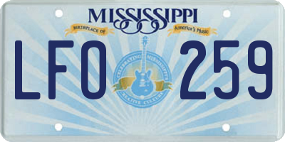 MS license plate LFO259