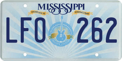MS license plate LFO262