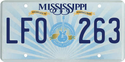 MS license plate LFO263