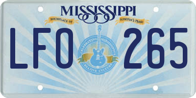 MS license plate LFO265