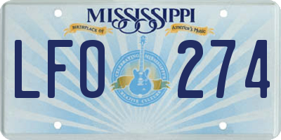 MS license plate LFO274