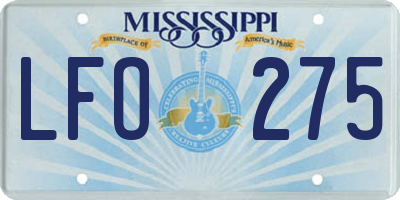 MS license plate LFO275