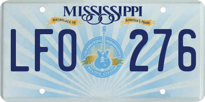 MS license plate LFO276