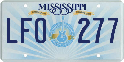 MS license plate LFO277