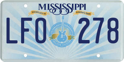 MS license plate LFO278