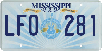 MS license plate LFO281
