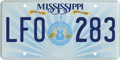 MS license plate LFO283