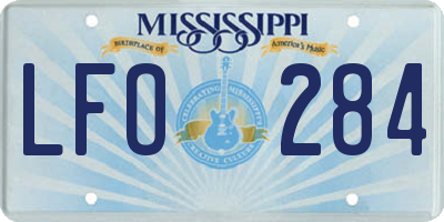 MS license plate LFO284