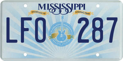 MS license plate LFO287