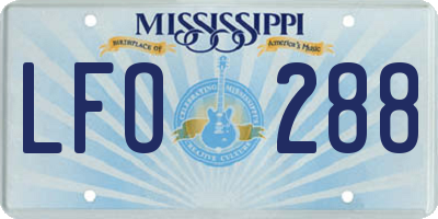 MS license plate LFO288