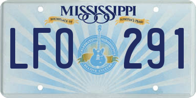 MS license plate LFO291