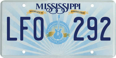 MS license plate LFO292
