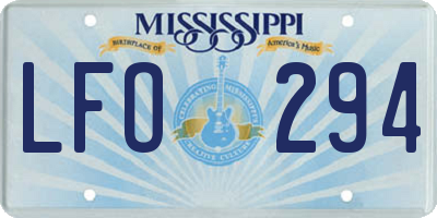 MS license plate LFO294