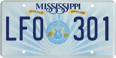MS license plate LFO301