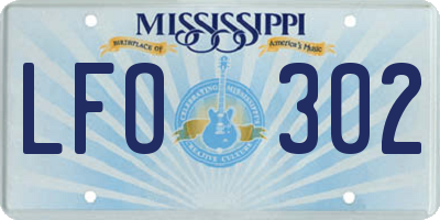 MS license plate LFO302