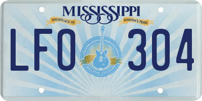 MS license plate LFO304