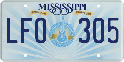 MS license plate LFO305