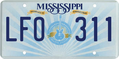 MS license plate LFO311