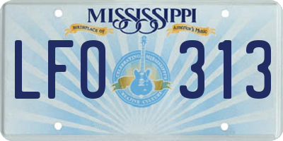 MS license plate LFO313